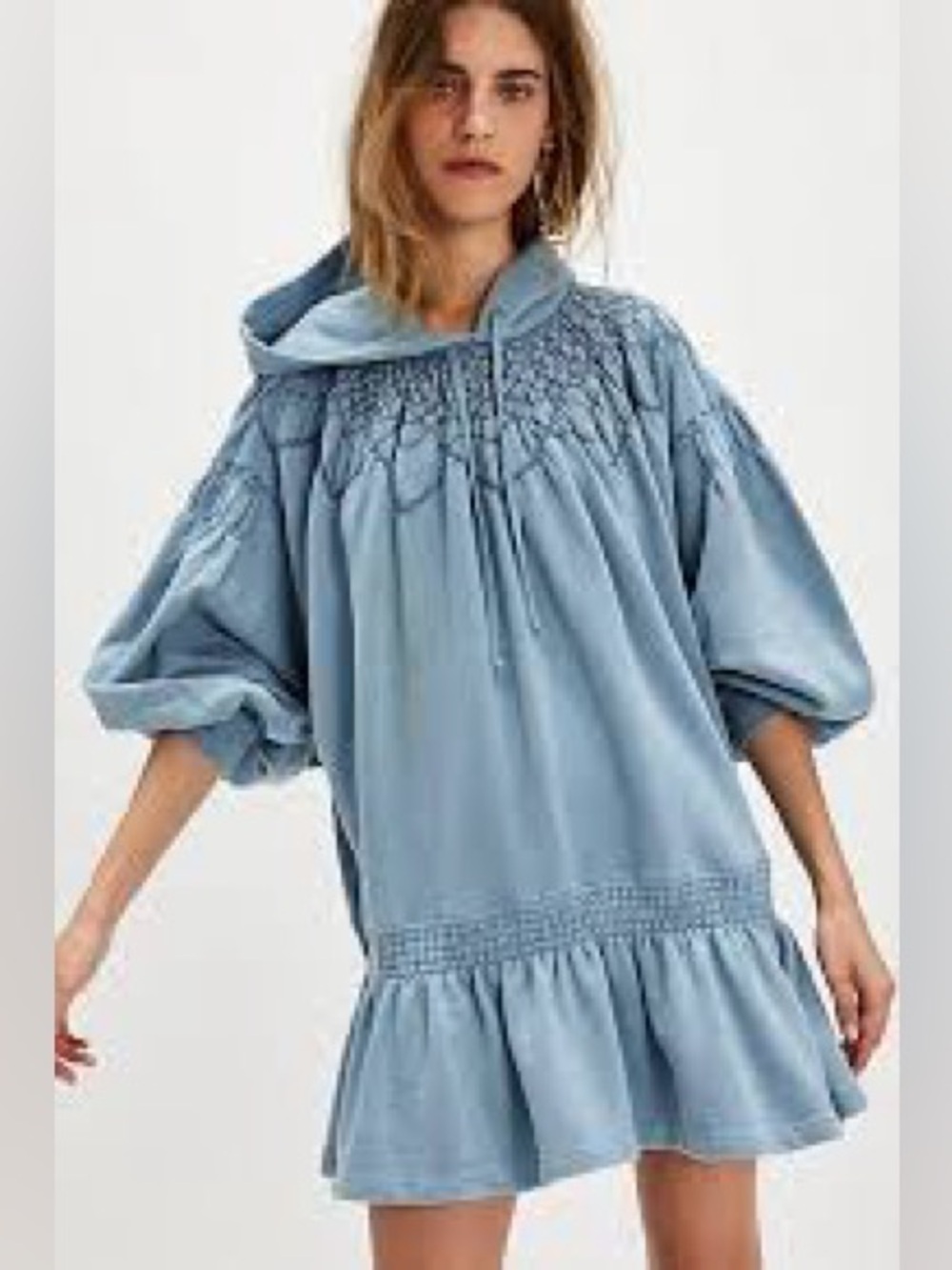 Free people Marty smocked mini dress L